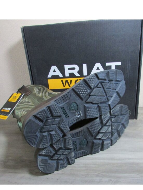 Ariat Men\'s Groundstomper Square Toe Work Boots Brown/Olive 10042549 main image 4